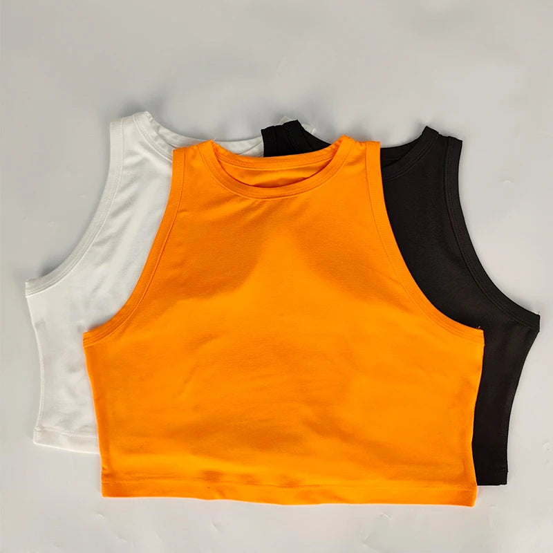 Yoga Vest Women Gym Sports Black White Crop Tops Seamless Streetwear Knit Workout BreathableTank Top Female Without Pads