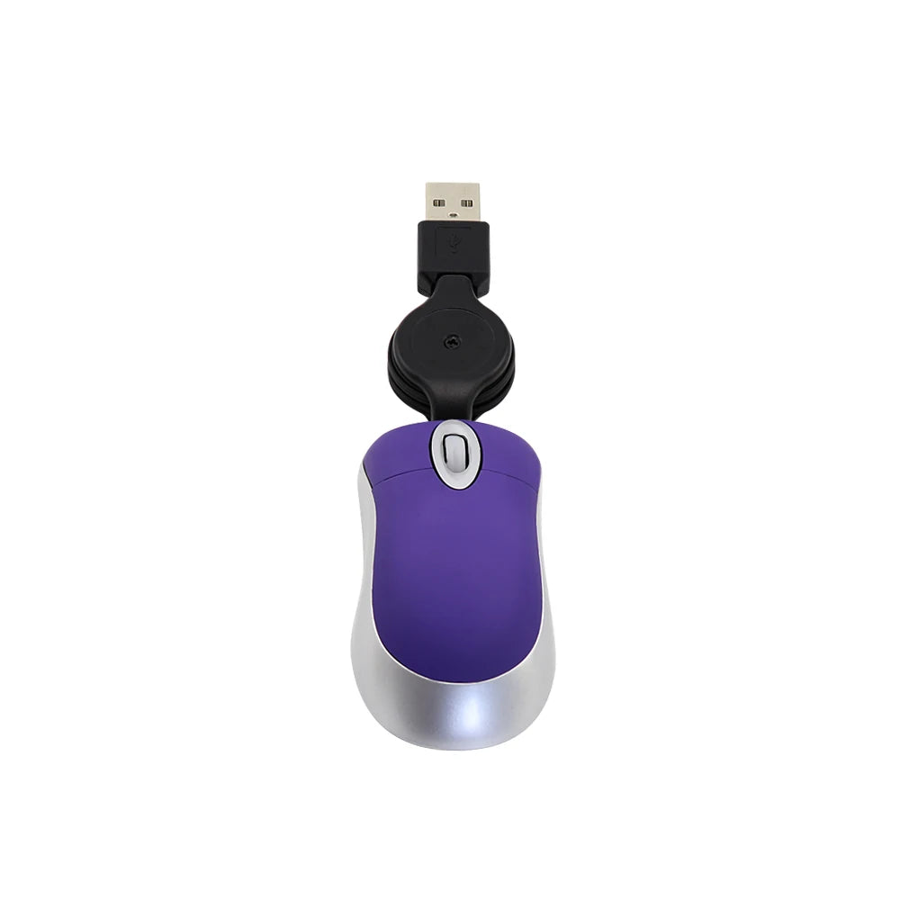 Portable Optical Mini Mouse Retractable USB Cable Ergonomic Office Mause Computer peripheral accessories For PC Laptop