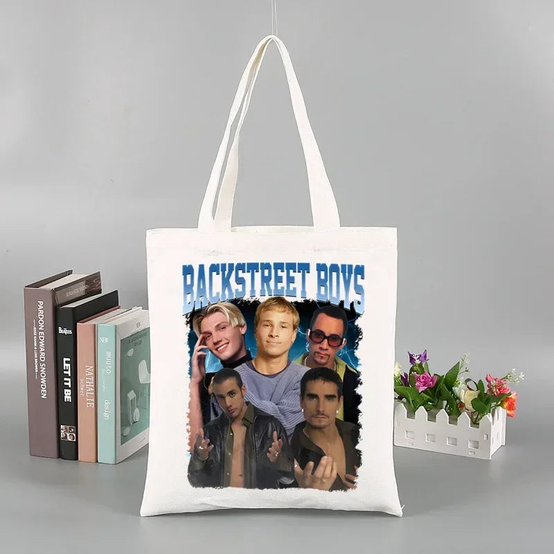 Backstreet Boys World BSB Music Band Ulzzang Shopping Bag Grocery Handbag Bolsas De Tela Tote Bolsa Shopping Bag Tote Fabric