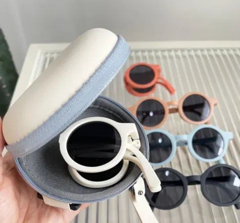 Foldable Kids Sunglasses Girls Boys Cute Round Sun Glasses Children Street Beat Eyeglasses Baby Shades Eyewears UV Protection