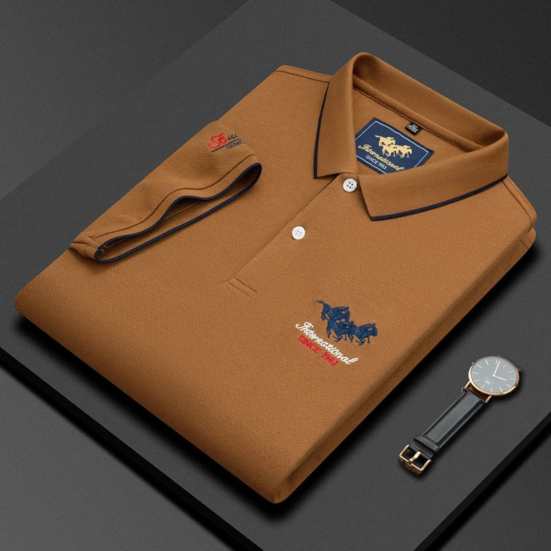 High quality 100 short-sleeved POLO shirt Men's