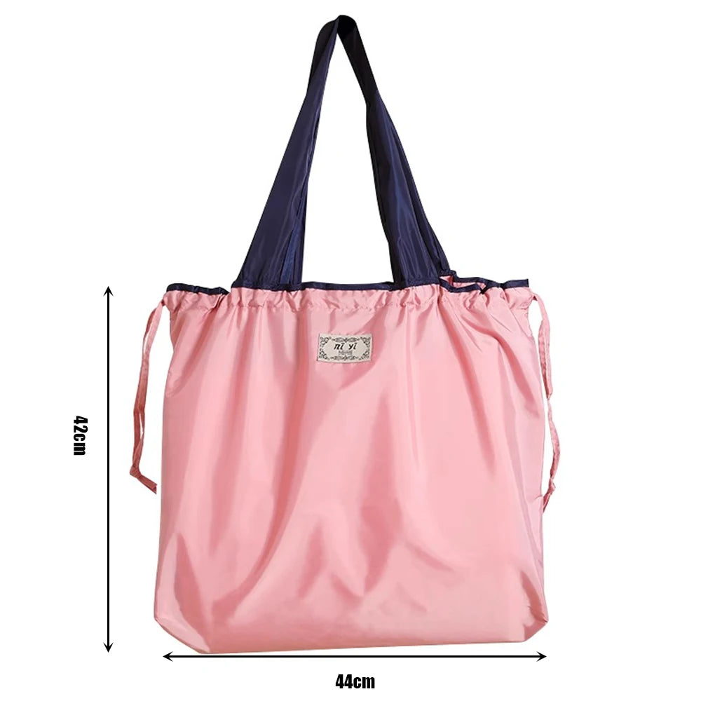 Portable Shopping Bags for Supermarket Waterproof Folding Bag Shopper Large Capacity Female Fashion Shoulder bag Casual Tote Pou