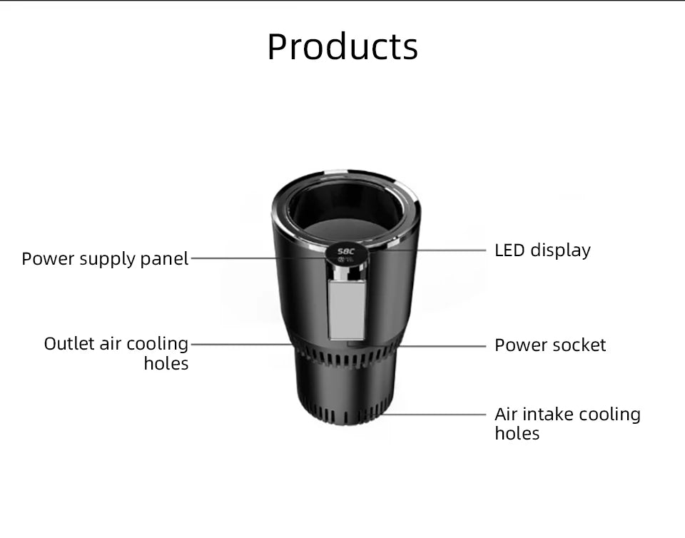 Car Hot and Cold Cup Fast Cooling Heating Cup 2 in 1 Four Seasons Universal Smart Car Cooling Cup Optional Home Adapter