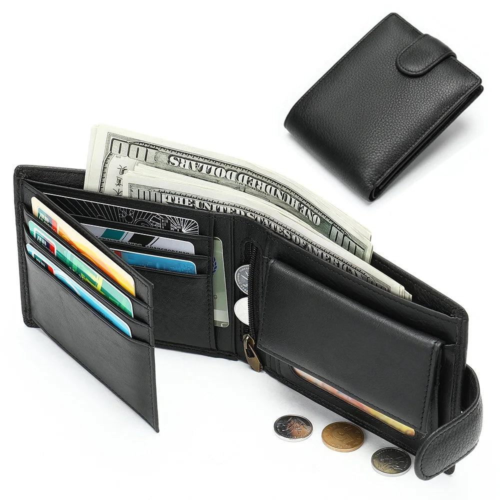 New Men Wallets Leather Card Holder High Quality Hasp Male Purses Long Genuine Leather Vintage Men Wallet Money Clips