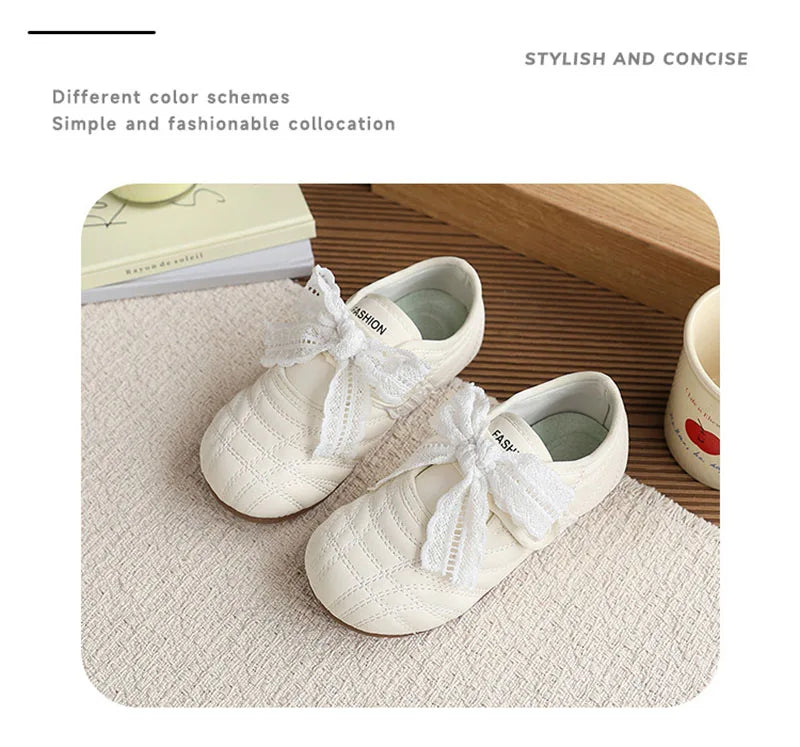 26-30 Size New Summer Kids Leather Shoes Korean Cute Lace Children Soft Soled Shoes Solid Color Thin Girls Nude Shoes