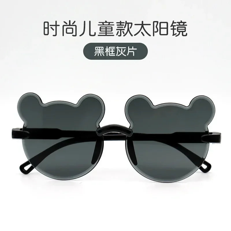 Kids Sun Sunglasses Bear Shape Cartoon Children Glasses Rimless UV400 Child Eyeglasses Outdoor Anti-Glare Girls Boys Sunglasses