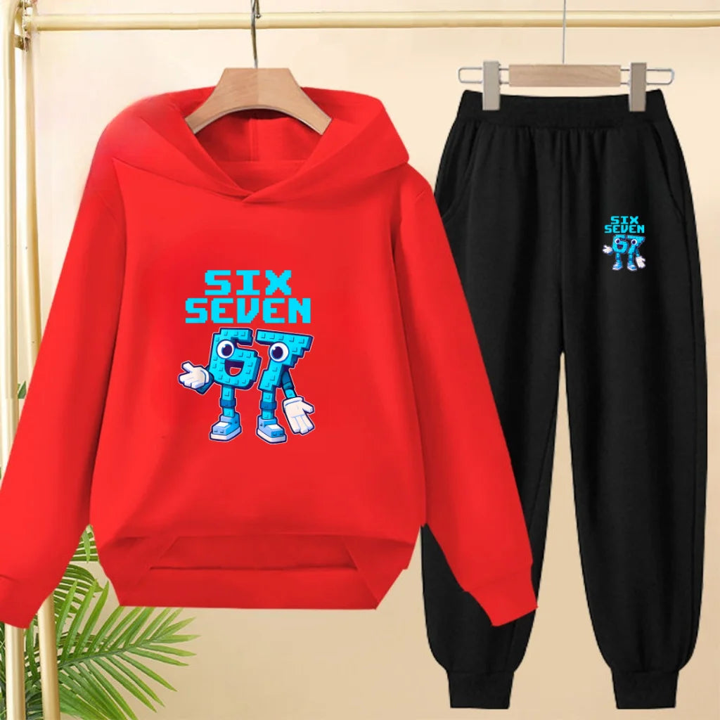 Children Coat 2 Piece 3-12 Age Boy Girl 67  Comfort Leisure Hoodie+Trousers Pullover Hooded Autumn Winter New Style Sportswear