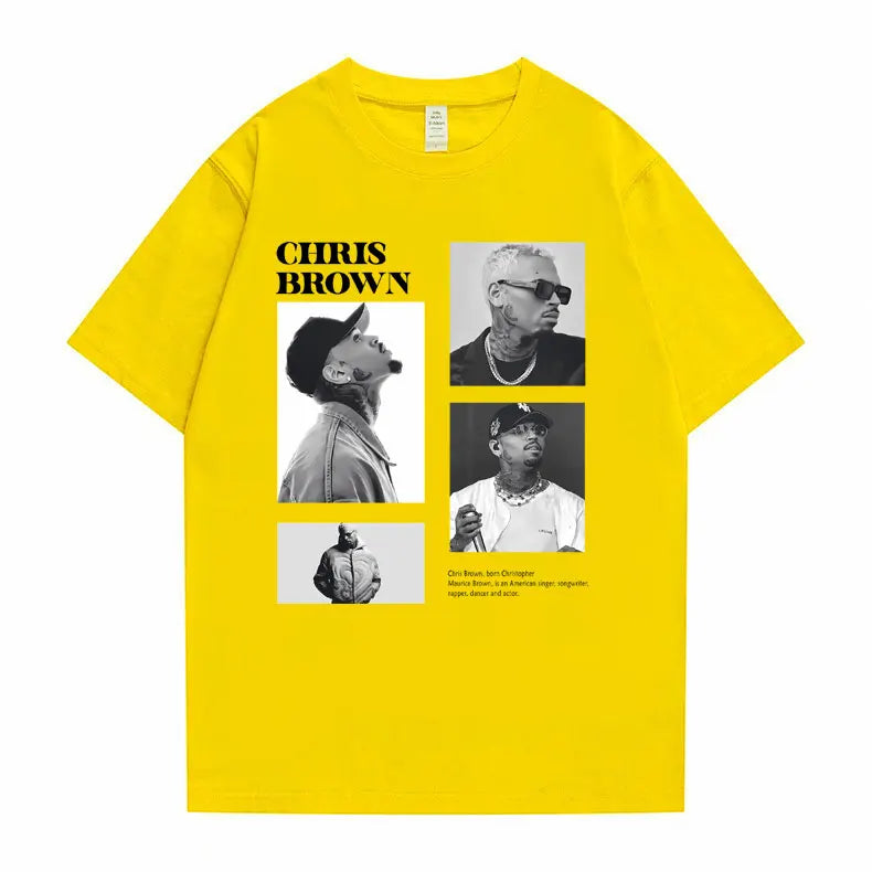 Pop Singer Chris Brown Graphic Print T Shirt Men Women