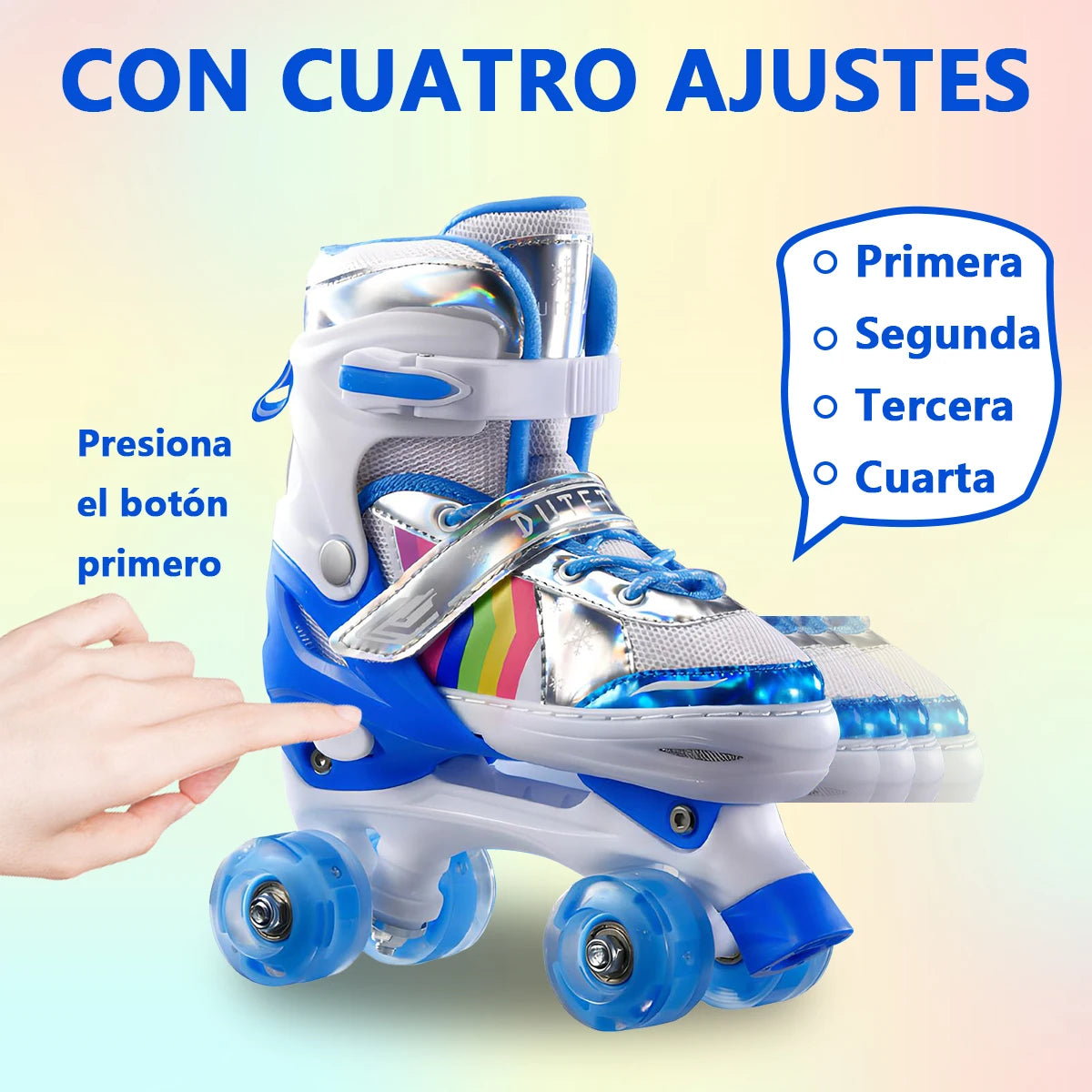 Boys Girls Kids Skates Children Roller Skates Skating Shoes Sliding Adjustable Quad Sneakers PU Flashing 4 Wheels Roller Skates