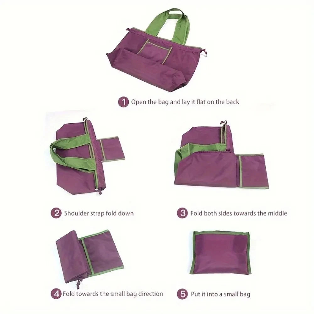 Portable Shopping Bags for Supermarket Waterproof Folding Bag Shopper Large Capacity Female Fashion Shoulder bag Casual Tote Pou