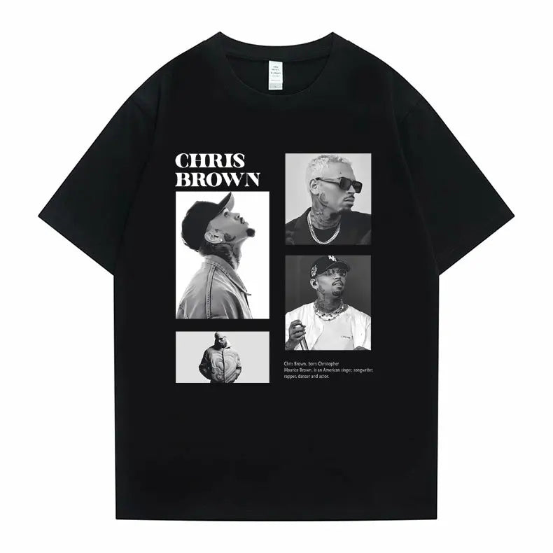 Pop Singer Chris Brown Graphic Print T Shirt Men Women