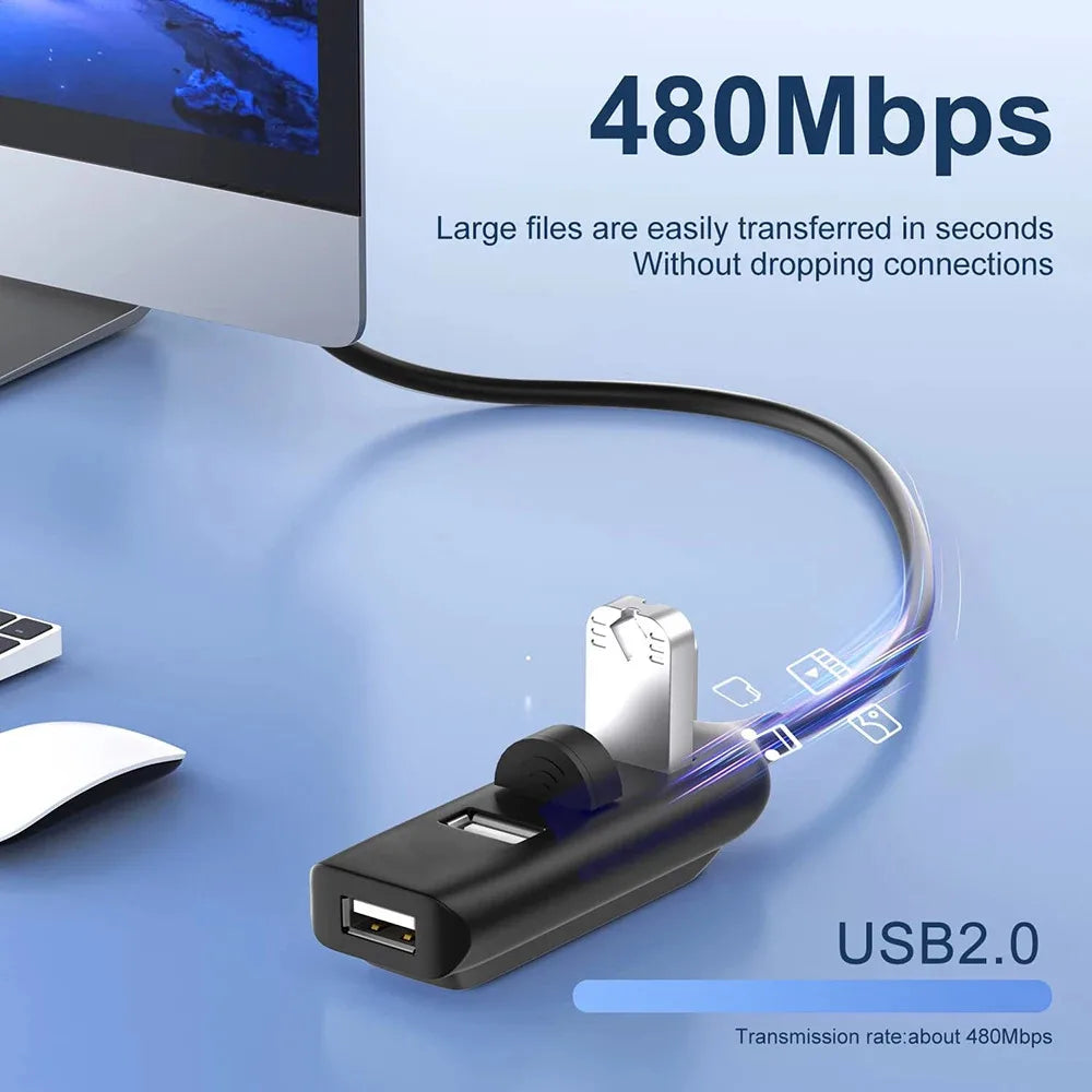 4 Port USB Hub Portable USB 2.0 Hubs Splitter  Expander High Speed Transfer OTG Adapter for Macbook Laptop Computer Accessories