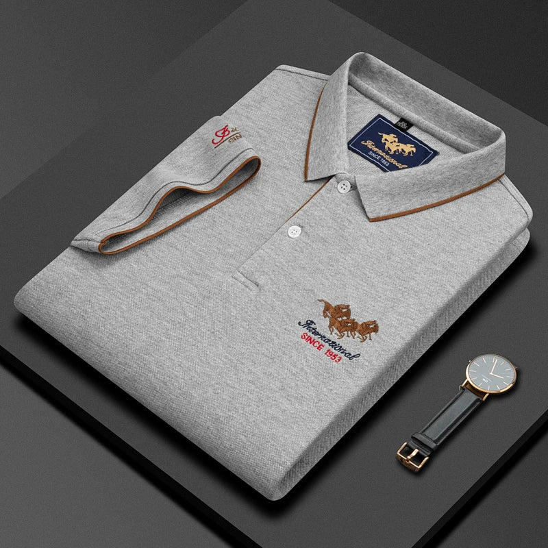 High quality 100 short-sleeved POLO shirt Men's