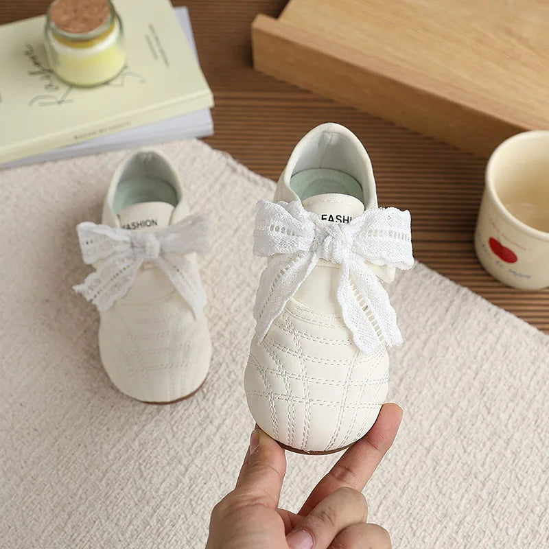 26-30 Size New Summer Kids Leather Shoes Korean Cute Lace Children Soft Soled Shoes Solid Color Thin Girls Nude Shoes