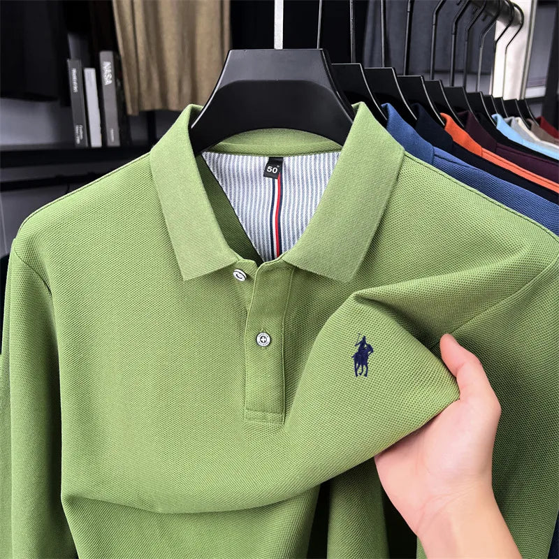 100 cotton high-end brand long sleeve polo