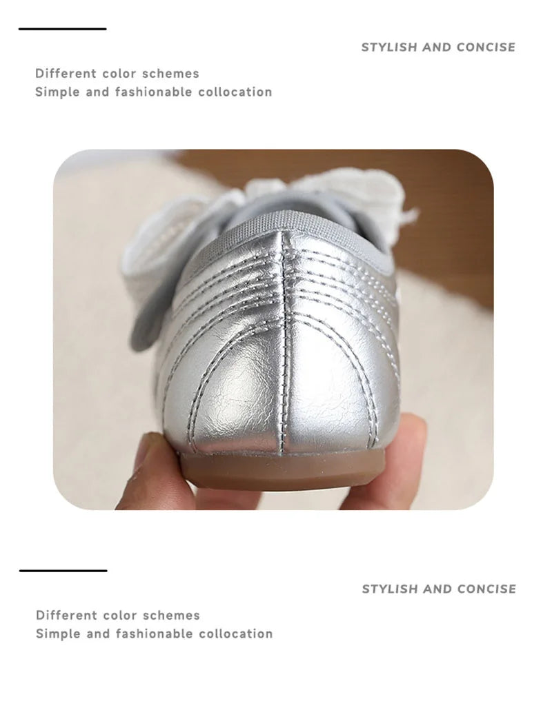 26-30 Size New Summer Kids Leather Shoes Korean Cute Lace Children Soft Soled Shoes Solid Color Thin Girls Nude Shoes