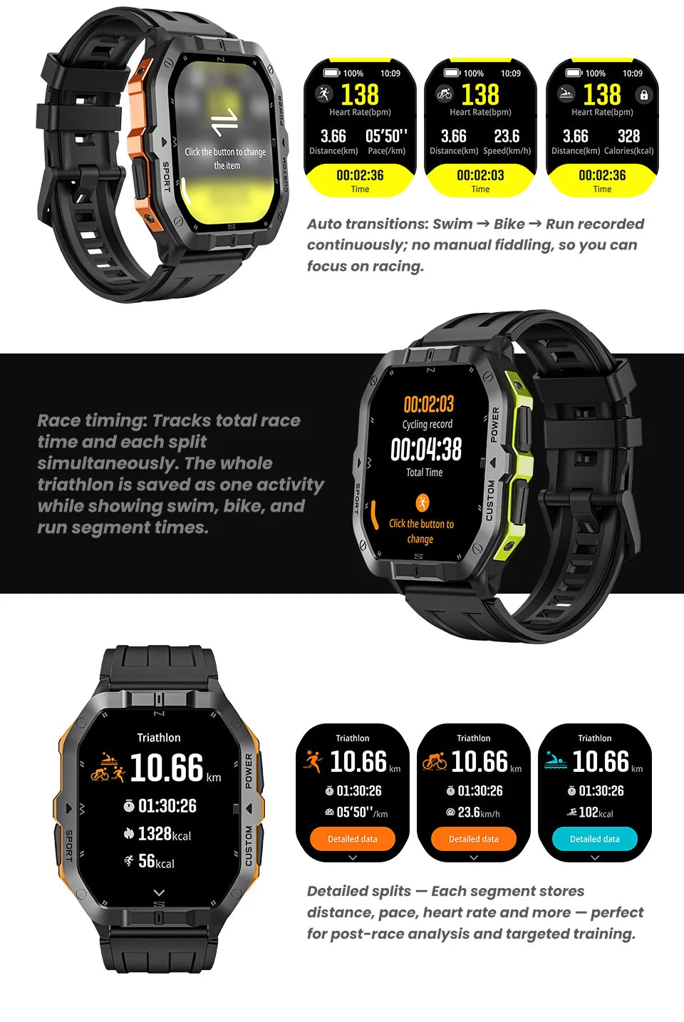 Smart Watch For Men Women Built-in GPS&Compass Barometric Altimeter ST six-axis sensor Altimeter Health Monitoring SOS Function