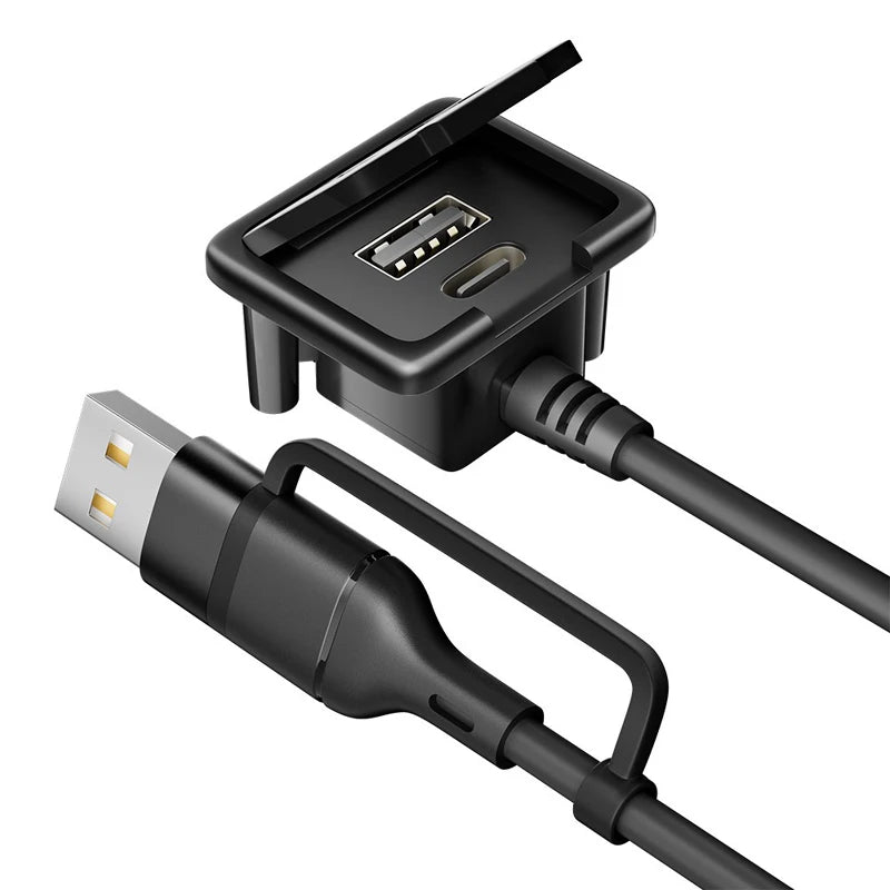 50cm/0.5m External USB-A 3.0+Type C Charging Port Interface Adapter Cable Data Extension Cable for BackPack Laptop Bag SchoolBag