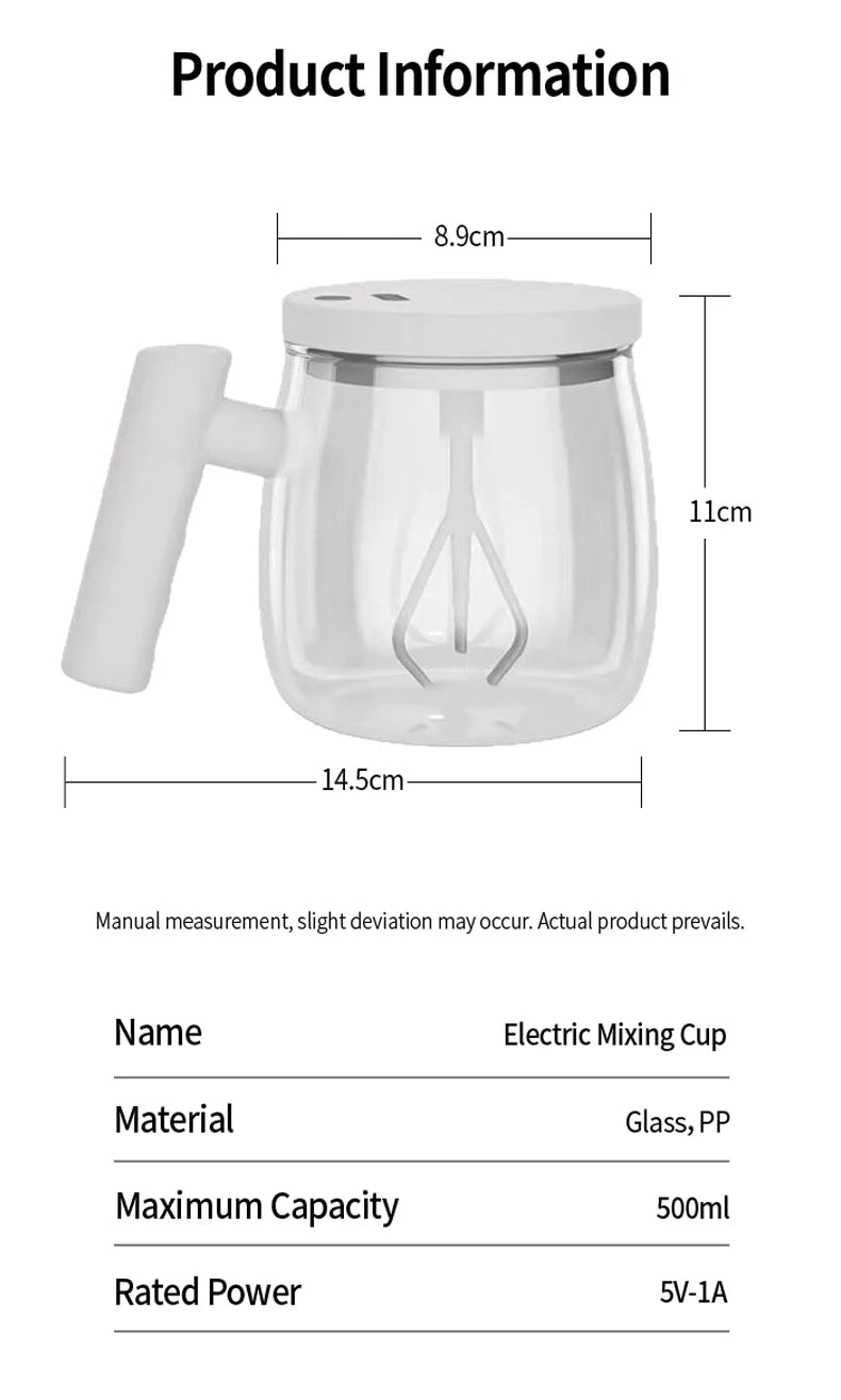 OANKR Automatic Stirring Coffee Cup Rechargeable Electric Stirring Mugs 400ml Mixing Glass Egg Cup Barista Coffee Accessories