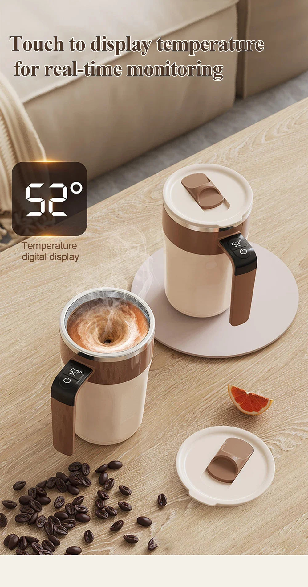 400ML Automatic Stirring Cup USB Rechargeable Electric Self Mixing Coffee Mug Stainless Steel Portable Tea Milk Drinking Cup