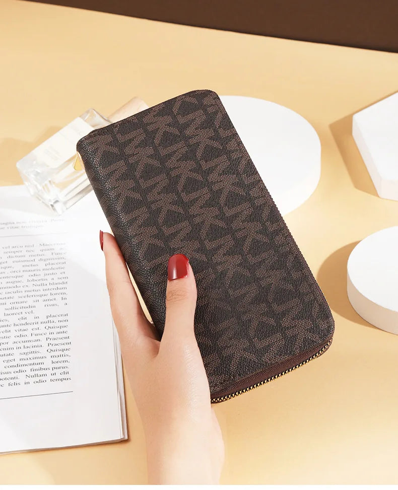 Long Wallets for Women & Men, Korean Style 2025 New Wholesale Zipper Clutches, Printed Multi-Card Slots Large Capacity Wristlet