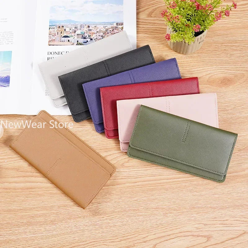 PU Leather Long Women Thin Wallets Large Capacity Female Coin Purses Hasp Clutch ID Credit Multi-Card Holder Money Bag Clip
