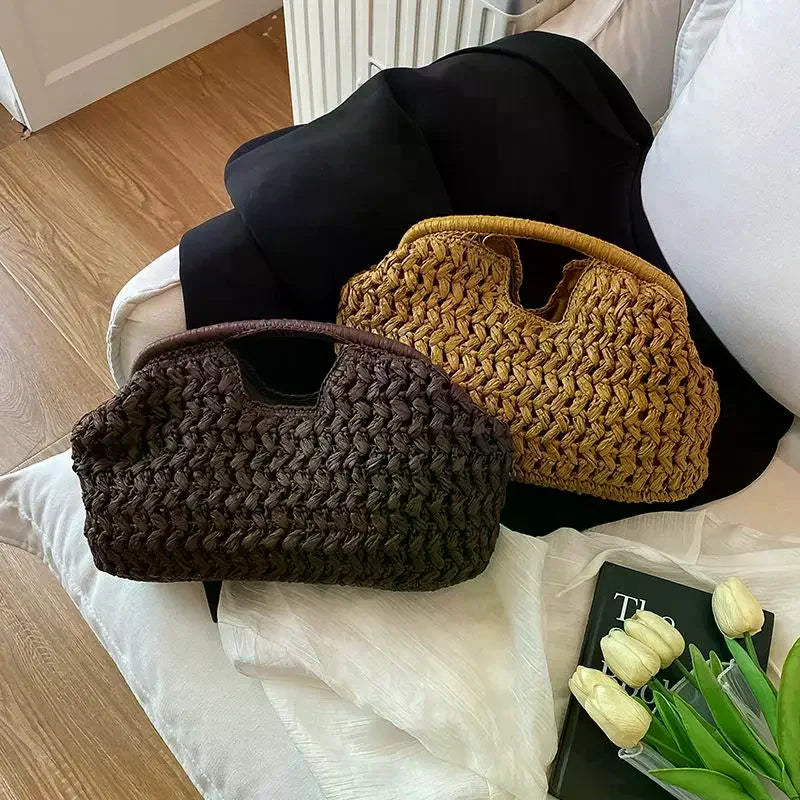Fashion Elegant Woven Handbag Female Beach Straw Underarm Bag Versatile Exquisite Shoulder Bags Evening Bags For Women Gifts