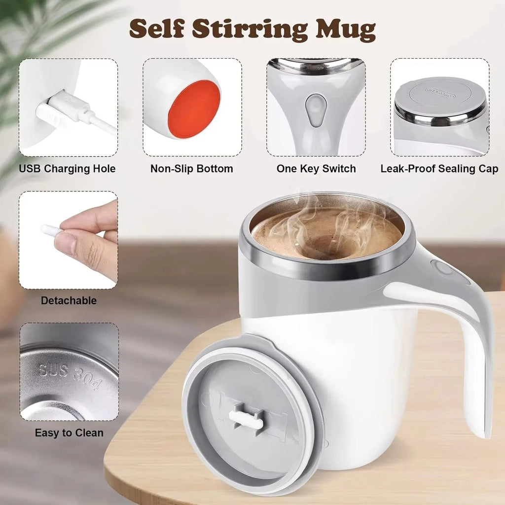 Portable Smart Automatic Magnetic Stirring Cup Rechargeable 304 Stainless Steel  Rotating Mug Cup Drinking Tools Coffee Cup