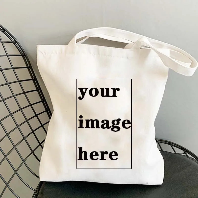 Custom Cotton Canvas Tote Bag Shopping Your Images Here Print Original Design White Fashion Travel Canvas Bags