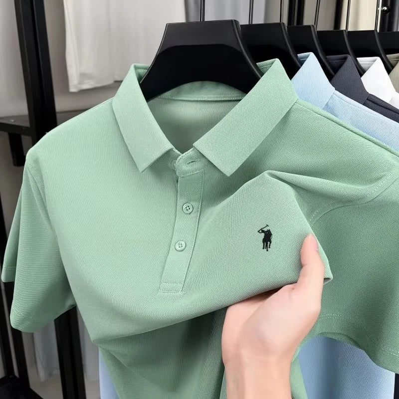 new style High end luxury brand fashion short sleeved high-end printed polo shirt summer new men's lapel T-shirt men's clothing