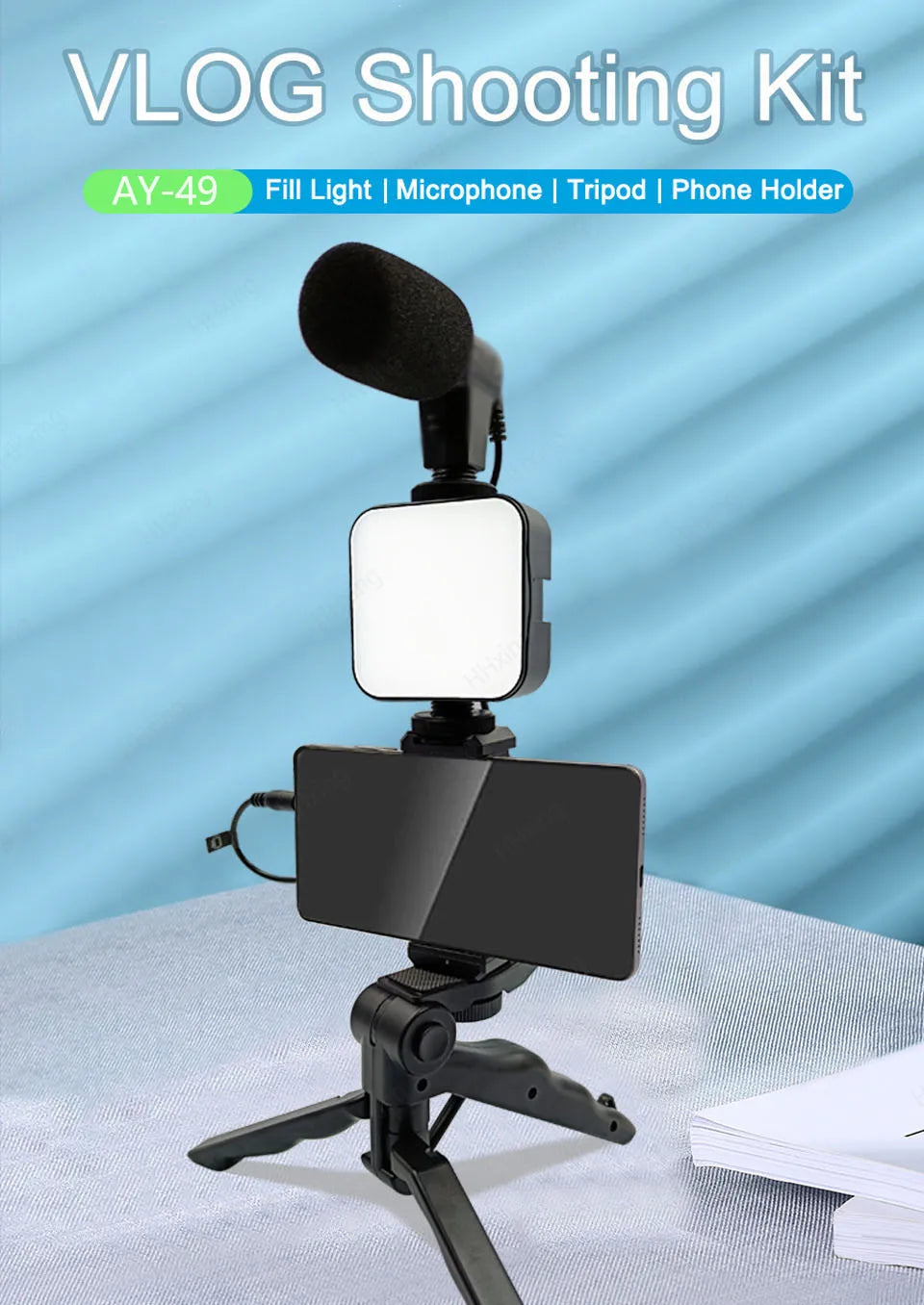 Phone Holder Photography Lighting Smartphone Video Kit Microphone LED Selfie Tripod Recording Handle Portable Stabilizer Bracket