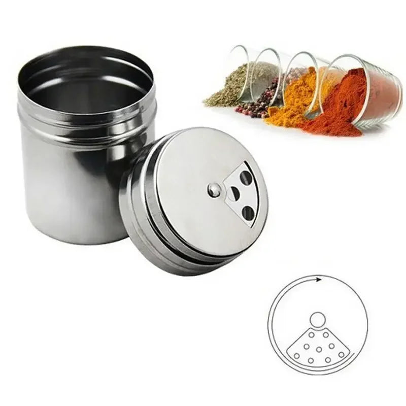 Kitchen Gadgets - Herb, Spice, Sugar, Salt, Pepper, Coffee Shaker Condiment Container Storage Bottles - Stainless Steel