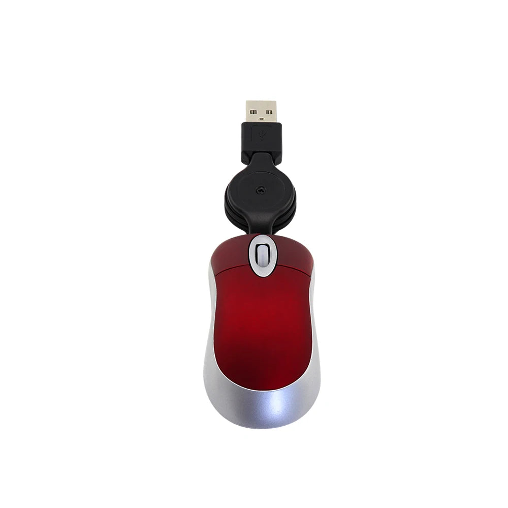 Portable Optical Mini Mouse Retractable USB Cable Ergonomic Office Mause Computer peripheral accessories For PC Laptop