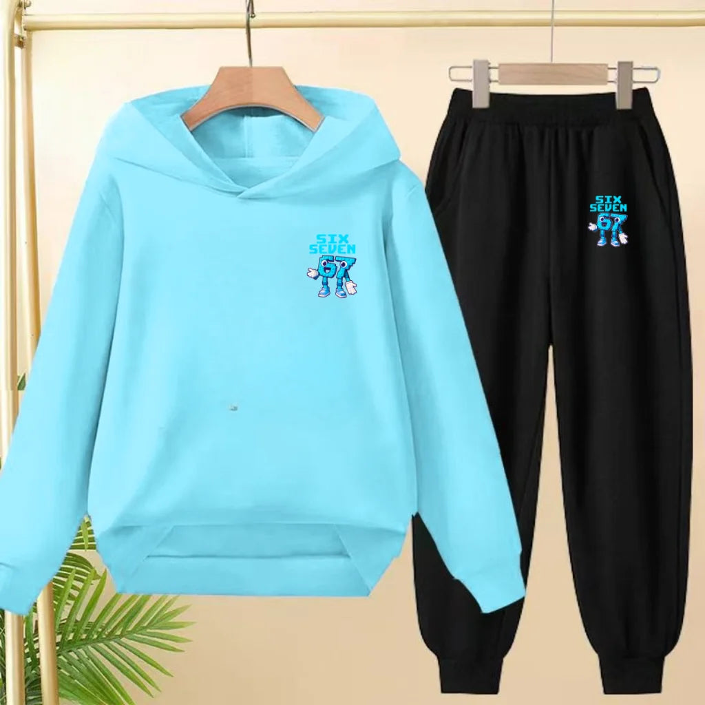 Children Coat 2 Piece 3-12 Age Boy Girl 67  Comfort Leisure Hoodie+Trousers Pullover Hooded Autumn Winter New Style Sportswear